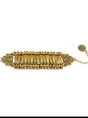 Gold Tone Boho Chic Festival Articulated Bracelet